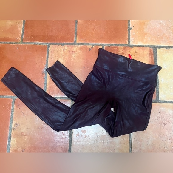SPANX Pants - SPANX Burgundy Faux Leather Leggings